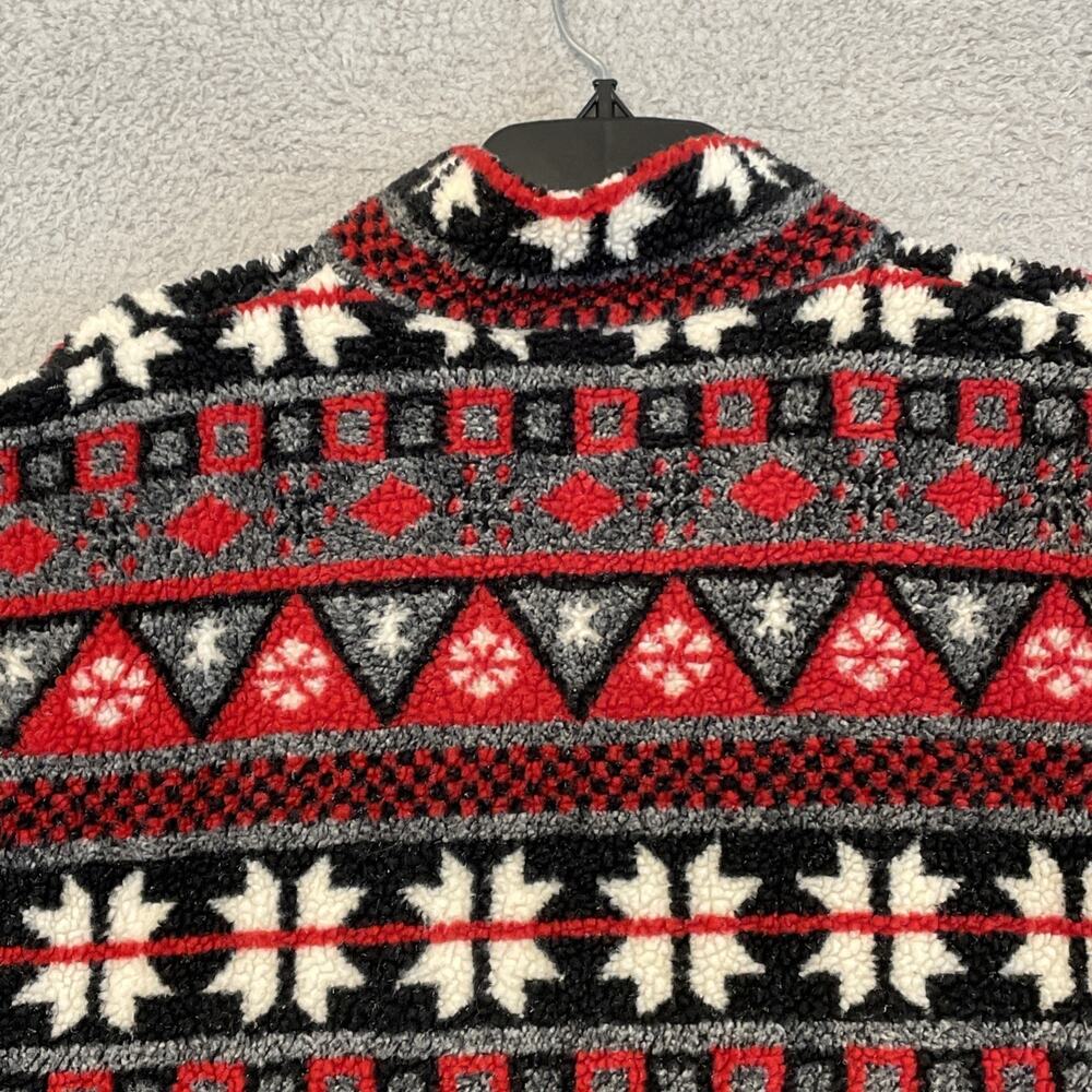 VTG TAPEMEASURE Womens S Red Black White Geometric Fleece Quarter Zip Pullover - Picture 14 of 14